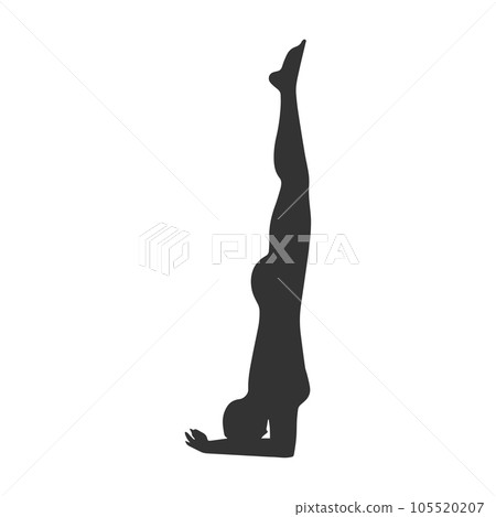 Slim sportive young woman doing yoga fitness exercises. Healthy lifestyle. Vector silhouette illustrations design isolated on white background for t-shirt graphics, icons, web, posters, print Slim sportive young woman doing yoga fitness exercises. Healthy lifestyle. Vector silhouette illustrations design isolated on white background for t-shirt graphics, icons, web, posters, print 105520207
