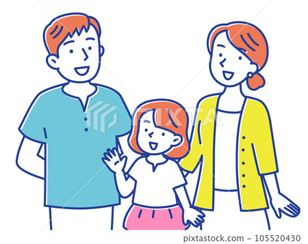一家三口微笑的朋友的插圖 105520430