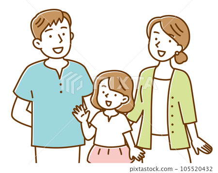 一家三口微笑的朋友的插圖 105520432