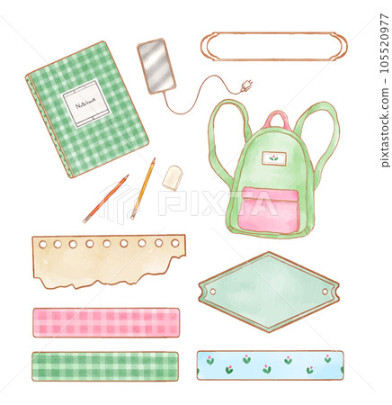 Set of watercolor sticky and memo paper label 105520977