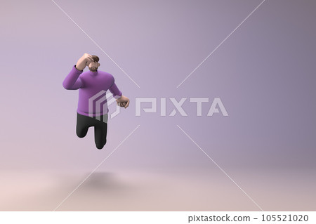 Men in casual clothes are jumping. 3D rendering of cartoon characters Men in casual clothes are jumping. 3D rendering of cartoon characters 105521020