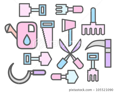pink pastel garden tools flat 105521090