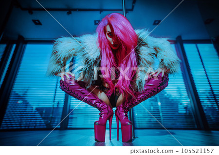 Young woman pole dancer 105521157