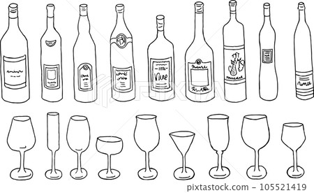 手寫的酒和酒杯 105521419