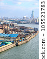 The industrial area and Abeno Harukas seen from the Shinkizugawa Bridge 105521783