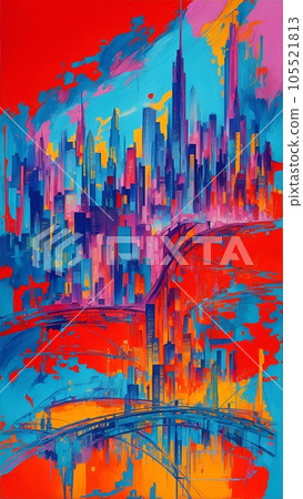 具有抽象城市景觀主題的彩色壁紙 具有抽象城市景觀主題的彩色壁紙 105521813