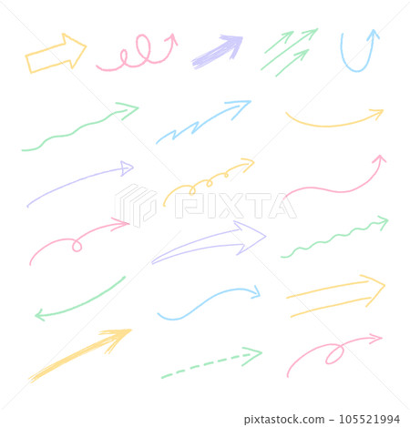 簡單的手寫箭頭集（柔和的顏色） 105521994