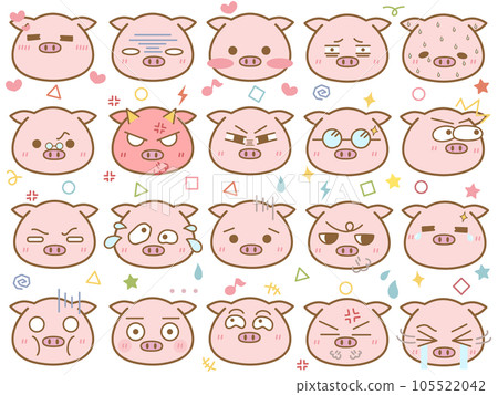 Cute pig emoticon set 5 105522042