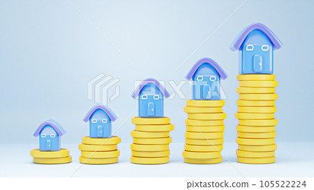 3D rendering illustration of Business loans for real estate concept. residential finance economy. home property investment. Saving money, working capital. 105522224