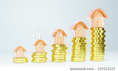 3D rendering illustration of Business loans for real estate concept. residential finance economy. home property investment. Saving money, working capital. 105522225