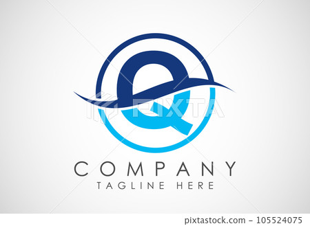 Initial alphabet with swoosh or ocean wave logo design. Graphic alphabet symbol for corporate business identity 105524075