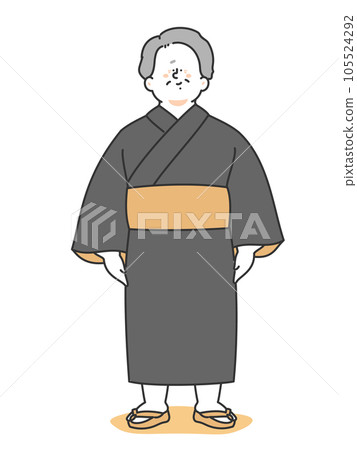 一位穿著浴衣的老人的插圖 一位穿著浴衣的老人的插圖 105524292