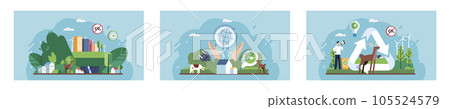 Global warming, climate change, ecology problems set. Earth day metaphors. Save the planet symbols. Eco environment signs. Saving the planet, World Environment Day. Eco activist. Renewable energy 105524579