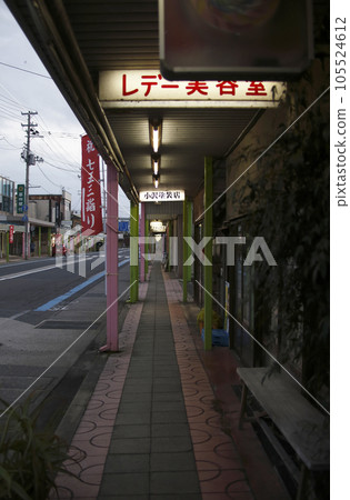 Scenery of a shopping street with ganbokuzukuri 105524612