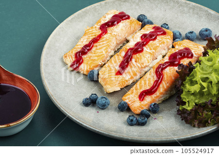 Grilled salmon steak Grilled salmon steak 105524917