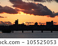 Sunset, clouds and cityscape silhouette 105525053