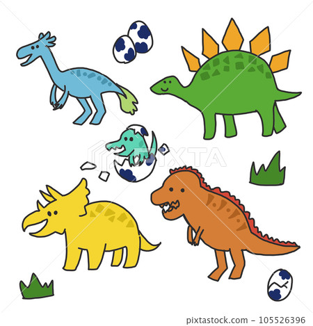 Cute dinosaur illustration set 105526396