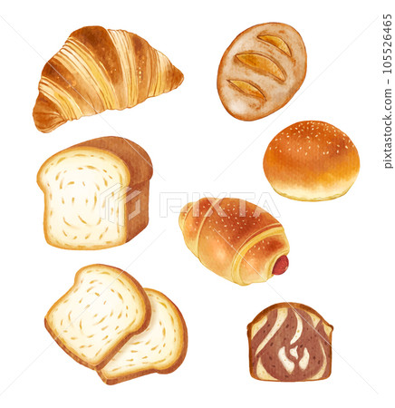 set of bread bakery watercolor set of bread bakery watercolor 105526465