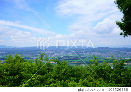 從萬虎山展望台看到的青果町方向和生駒山方向 105526586