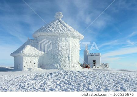 The top of Snezka mountain in winter 105526676