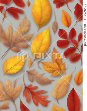 Floral autumn red yellow leaves painted background. Floral autumn red yellow leaves painted background. 105528527
