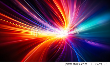 Background of colorful flowing energy rays "AI generated image" 105529108