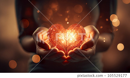 一顆心發光的女人“AI生成圖像” 105529177