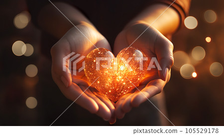 一顆心發光的女人“AI生成圖像” 105529178