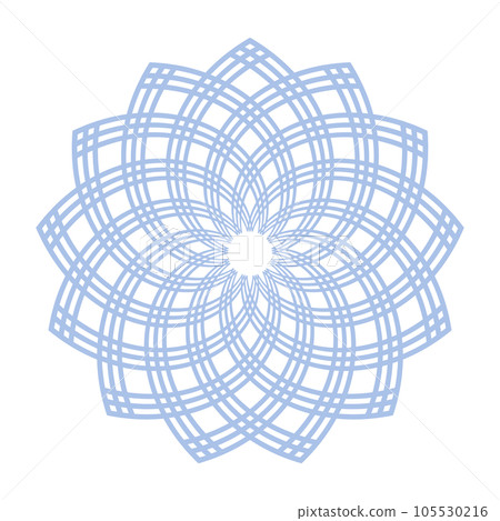 Abstract Decorative Geometric Blue Radial Lacy Pattern. Vector Art. 105530216