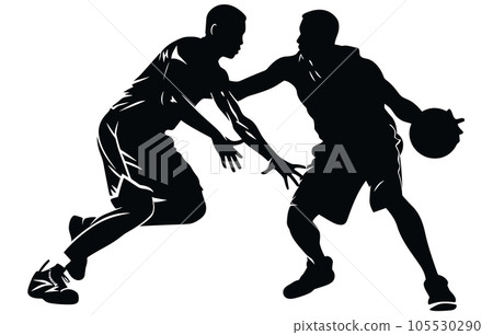A Vector Silhouette Of a Basktball Player, Basketball player silhouette set, vector illustration,vector basketball players in silhouettes 105530290