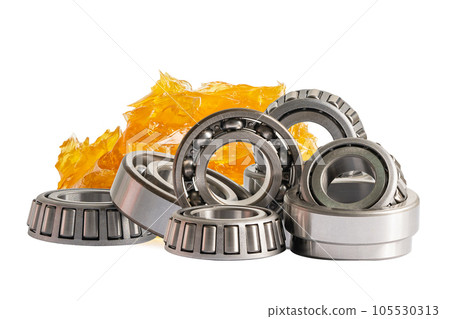Ball bearing stainless with grease lithium machinery lubrication for automotive and industrial  isolated on white background. 105530313