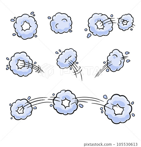 Effect of comic speed. Funny cloud of movement. Bubble cloud. Track and trace. Set of Funny smoke and steam. 105530613