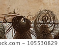 Summer in the City: Straw Hats Against a Wall. 105530829