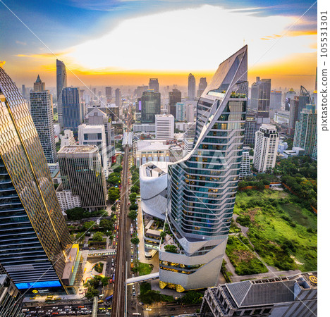 Aerial view of central embassy in Ploenchit district, Bangkok, Thailand 105531301