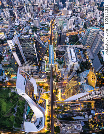 Aerial view of central embassy in Ploenchit district, Bangkok, Thailand 105531335