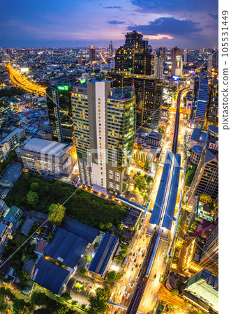 Aerial view of Sathorn and Saphan Taksin districts in Bangkok, Thailand Aerial view of Sathorn and Saphan Taksin districts in Bangkok, Thailand 105531449