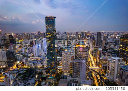 Aerial view of Sathorn and Mahanakhon tower in Bangkok, Thailand Aerial view of Sathorn and Mahanakhon tower in Bangkok, Thailand 105531458