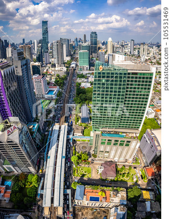 Aerial view of Sathorn and Saphan Taksin districts in Bangkok, Thailand Aerial view of Sathorn and Saphan Taksin districts in Bangkok, Thailand 105531469