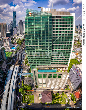 Aerial view of Sathorn and Saphan Taksin districts in Bangkok, Thailand Aerial view of Sathorn and Saphan Taksin districts in Bangkok, Thailand 105531484