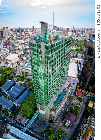 Aerial view of Sathorn and Saphan Taksin districts in Bangkok, Thailand Aerial view of Sathorn and Saphan Taksin districts in Bangkok, Thailand 105531501