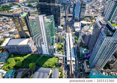 Aerial view of Sathorn and Saphan Taksin districts in Bangkok, Thailand Aerial view of Sathorn and Saphan Taksin districts in Bangkok, Thailand 105531560