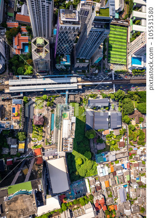 Aerial view of Sathorn and Saphan Taksin districts in Bangkok, Thailand Aerial view of Sathorn and Saphan Taksin districts in Bangkok, Thailand 105531580