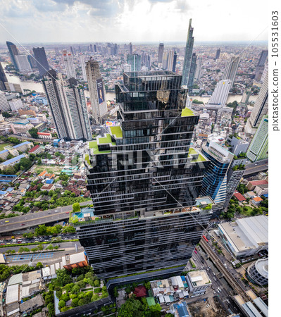Aerial view of Sathorn and Saphan Taksin districts in Bangkok, Thailand Aerial view of Sathorn and Saphan Taksin districts in Bangkok, Thailand 105531603