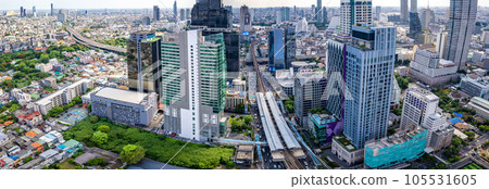 Aerial view of Sathorn and Saphan Taksin districts in Bangkok, Thailand Aerial view of Sathorn and Saphan Taksin districts in Bangkok, Thailand 105531605