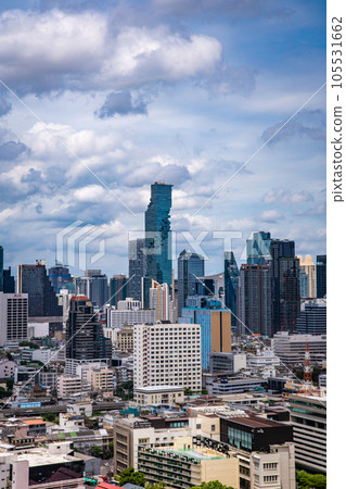 Aerial view of Khlong San and Chao Phraya river in Bangkok, Thailand 105531662