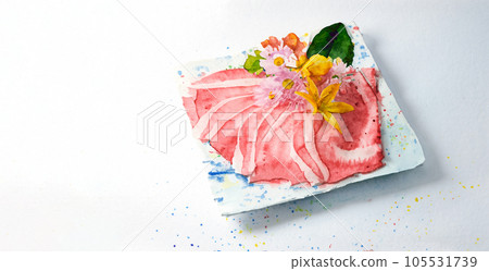 涮鍋肉水彩插圖 105531739
