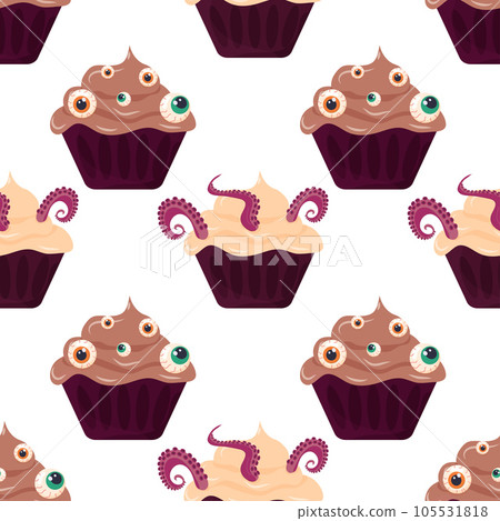 Halloween candy cookies cupcakes pattern seamless treats 105531818