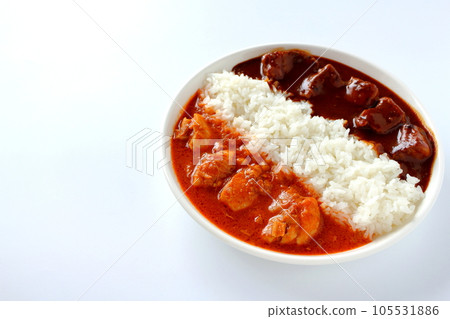 European-style beef curry and butter chicken curry 105531886