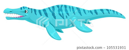 Liopleurodon dinosaur funny cartoon character. Prehistoric sea Liopleurodon reptile, marine dinosaur or Jurassic era underwater lizard isolated vector mascot. Extinct ocean animal cheerful personage Liopleurodon dinosaur funny cartoon character. Prehistoric sea Liopleurodon reptile, marine dinosaur or Jurassic era underwater lizard isolated vector mascot. Extinct ocean animal cheerful personage 105531931