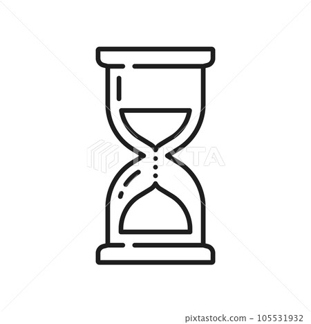 Hourglass isolated sand clock, countdown timer outline icon. Vector vintage retro clock, watch measuring time. Time-management, measuring device Hourglass isolated sand clock, countdown timer outline icon. Vector vintage retro clock, watch measuring time. Time-management, measuring device 105531932